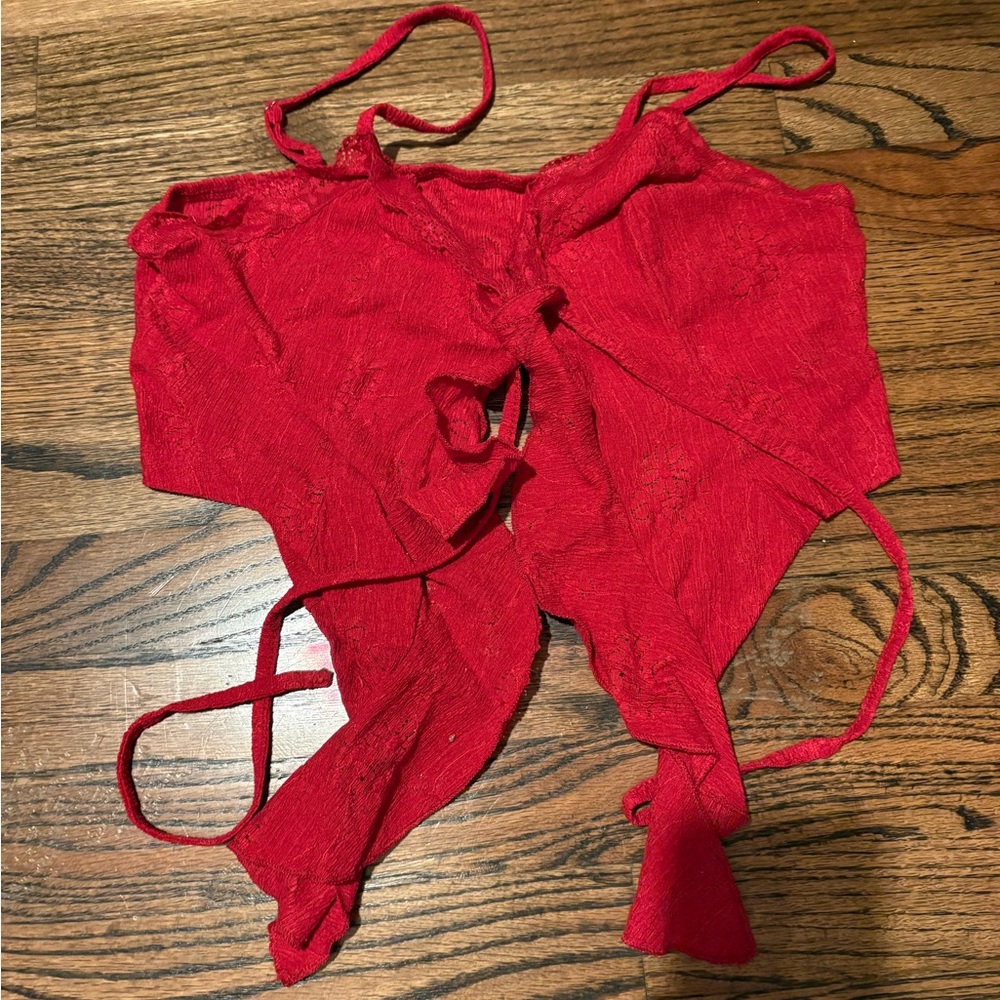 Red Lace Crop Top